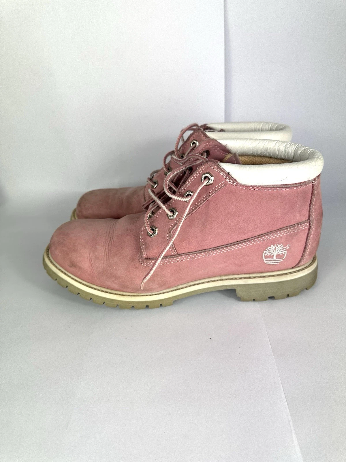 Timberland Nellie stivali chukka impermeabili da donna in pelle rosa taglia UK 8