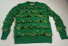 Men's Ugly Christmas Sweater X Large Tinsel Bulbs Gaudy Garland Holiday