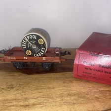 Hornby 0 Gauge Flat Truck with Cable Drum R159 with Original Box Vintage