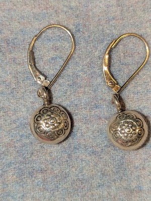 Hand Made Artisan Crafted Sterling Silver Bead Etched Earrings