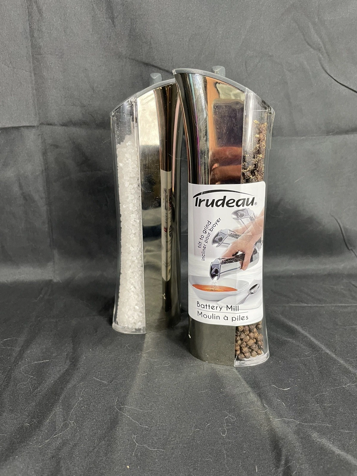 Trudeau Salt and Pepper Mill Battery Powered LED Light Grinder 2024