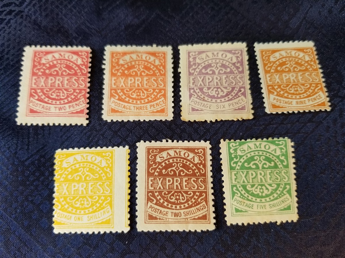 さもあは Samoa 1877-1882 Issues Reprints - No Gum - MH - Partial Set of 7