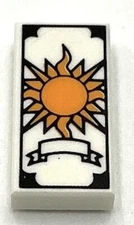 Lego New White Tile Flat Smooth 1 x 2 with Tarot Sun Card Part