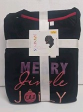 Women's Size L 12-14 JOYSPUN 2-Piece Pajama Set Christmas Sleepwear Black Cozy