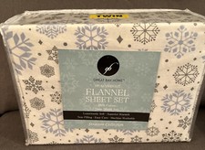 Flannel Sheet Set Snowflake Twin Winter Heavyweight 100 Cotton Blue 3 Piece