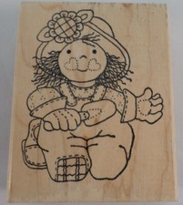 Azadi Earles H954 Lil' Gardner Little Girl Wooden Rubber Stamp