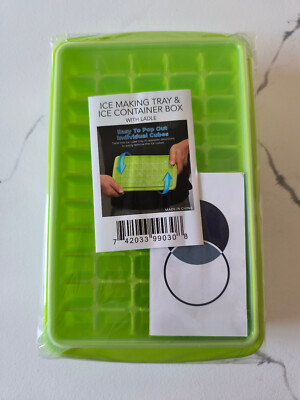ICE Making Tray & Ice Container Box With Ladle Easy To Pop Out 55 Cubes