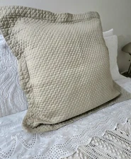 RESTORATION HARDWARE PILLOW COVER SHAM DIAMOND MATELASSE 100% QUILTED COTTON