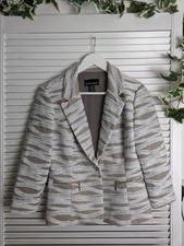 Frank Lyman Design Striped Textured Jacket Beige/white Lined Sz Uk 10
