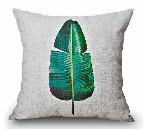 Tropical Leaf Pillow Cover Traveler Palm Frond Rainforest Coastal Beachy Cushion