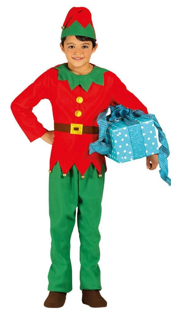 Costume Elfo bambino aiutante Babbo Natale vestito folletto