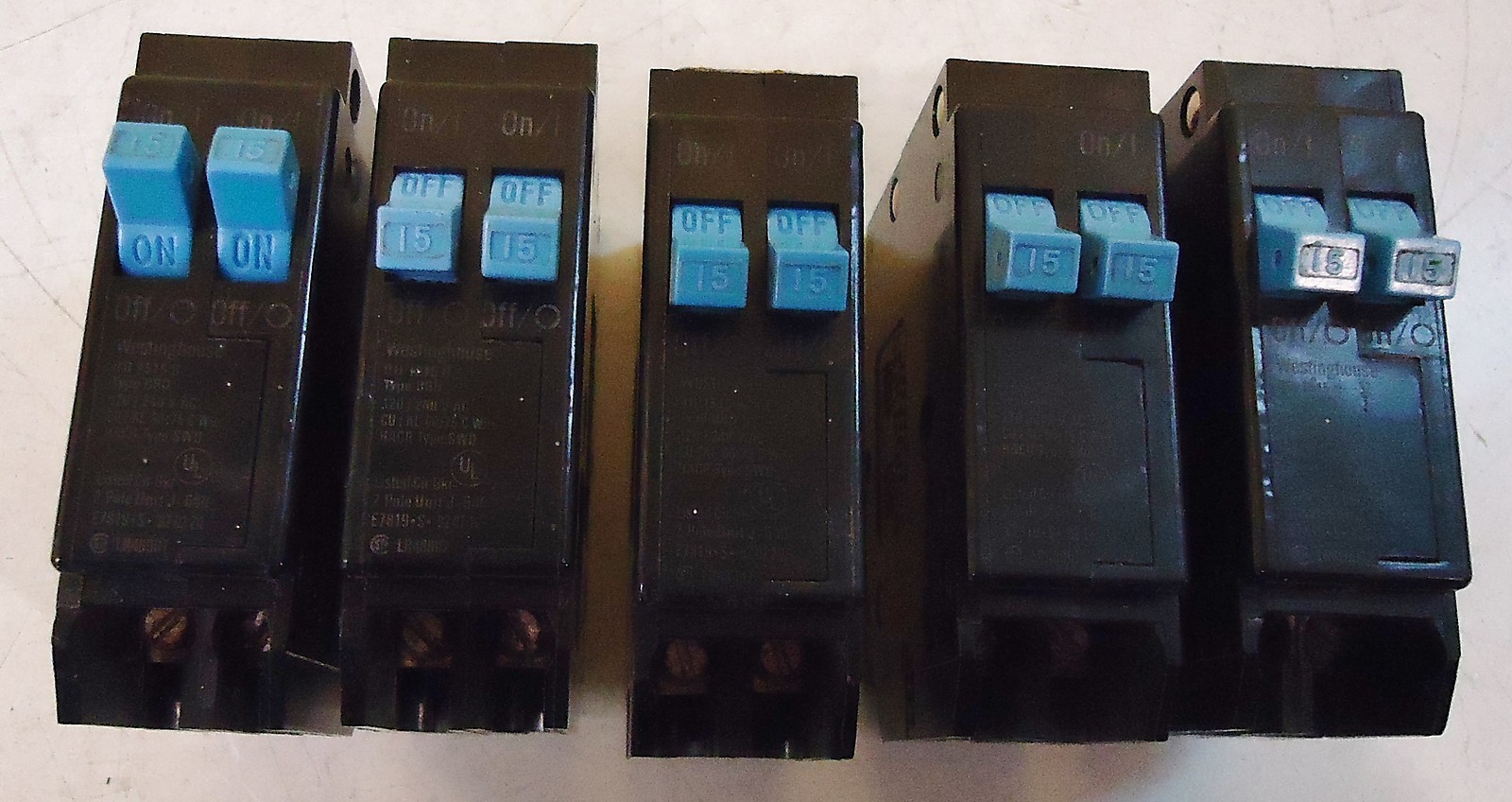 5 WESTINGHOUSE 15A CIRCUIT BREAKERS TYPE BRD, 120/240V, BD ISISR eBay
