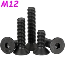 M12 - 1.75 Grade 10.9 Steel Flat Head Countersunk Hex Socket Cap Screws Bolts