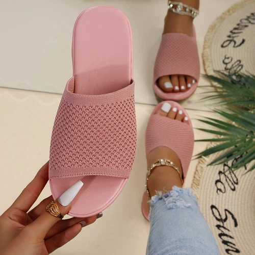 Womens Flats Ladies Slip On Fashion Slides Mules Sliders Summer Beach Sandals Sz - Picture 25 of 36