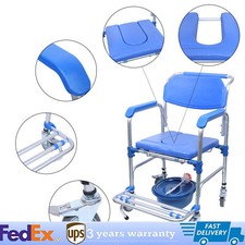 Medical Shower Commode Wheelchair Transport Chair Mobility Bedside Toilet 350lbs