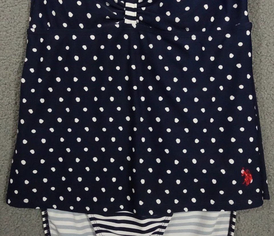 Traje de baño Polo Assn de Estados Unidos para mujer talla XL una pieza azul marino a lunares venta al por menor $79 Foto 2 de 4