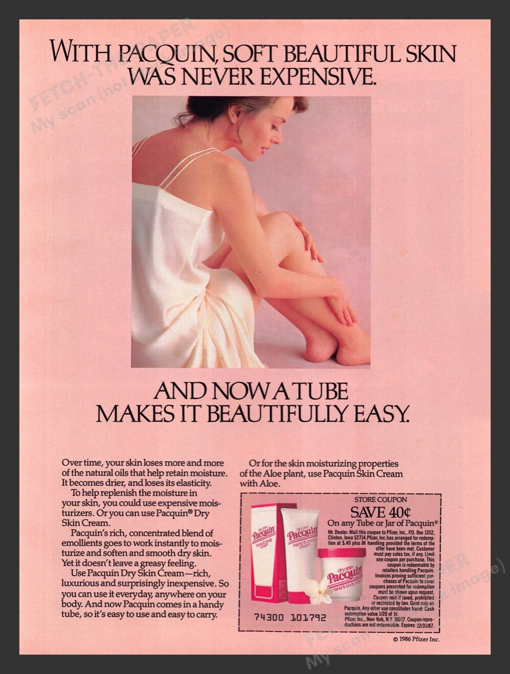 Pacquin Hand and Body Cream Sexy Legs 1980s Print Advertisement Ad 1986