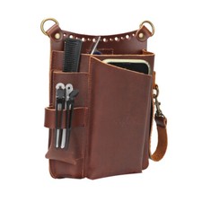 Tourbon Leather Barber Tool Crossbody Bag Hair Scissors Comb Brush Clippers Bag