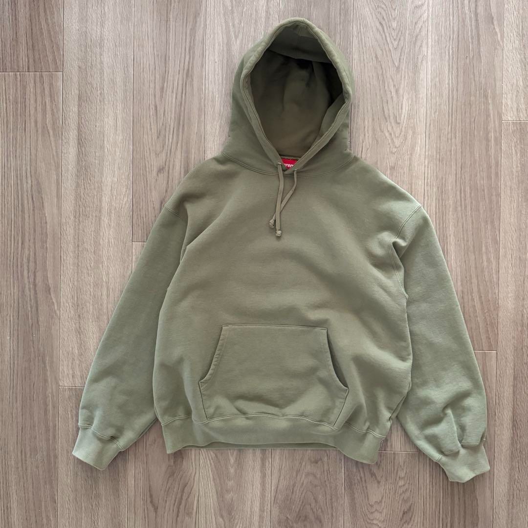 Supreme Satin Applique Hoodie Light Olive 23AW Size L Pullover