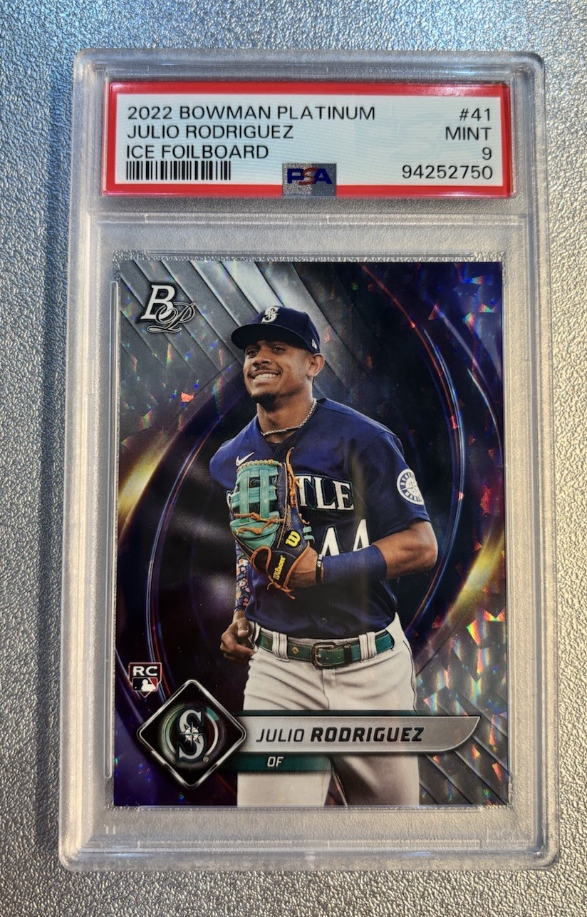 Topps 2022 Bowman Platinum Julio Rodriguez Ice Foilboard #41 PSA 9 RC Mariners