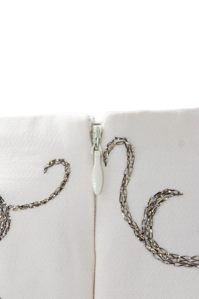 Vestido blanco bordado floral metálico manga corta Valentino para mujer talla 6 Foto 4 de 4