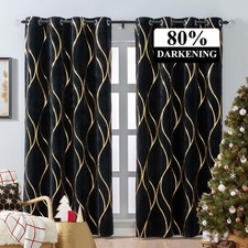 Black Gold Blackout Curtains for Bedroom, Heavy Duty Velvet Curtains 90 Inche...