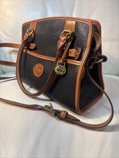 Dooney  Bourke All Weather Leather Satchel Crossbody Bag R212 Black British Tan