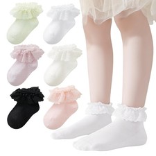 Baby Lace Socks Toddler Eyelet Frilly Socks 1-3 Years Girls Ruffle Sock 6 Pai...