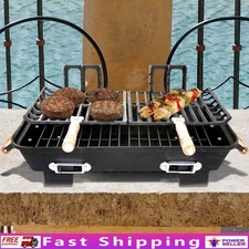 Portable Cast Iron Hibachi Grill Tabletop Charcoal BBQ 181 Sq In Cooking Area US