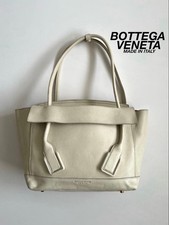 BOTTEGA VENETA Suede Leather Tote Bag White The Arco 12x18x3inches Authentic
