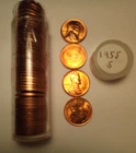 1955-S UNCIRCULATED RED LINCOLN CENTS ROLL