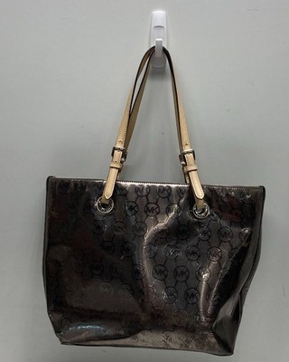 Michael Kors Womens Tote Bag Metallic Mirror Jet Set Signature MK Monogram