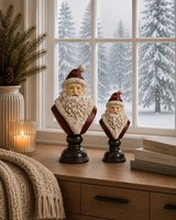 Santa Claus Weihnachtsmann BüSten Set Weihnachtsdeko Clayre & Eef 15Cm & 22Cm