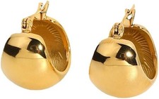 Chunky Gold Hoop Earrings for Women, 14k Gold Plated Thick Triple Hoop Earrings