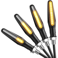4 PCS 12LEDs Motorcycle Indicators Amber, 12V Flowing Turn Signal Lights,