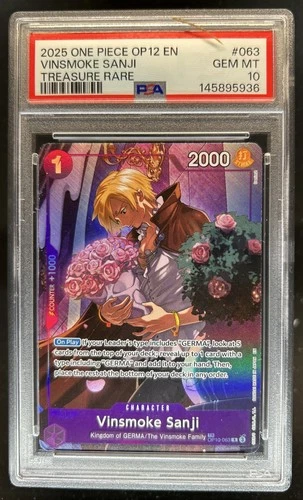 2025 One Piece Vinsmoke Sanji Treasure Rare #OP10-063 PSA 10