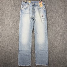 Levi's 501 Jeans Mens 30x32 Light Wash Blue Button Fly Denim Casual Straight Leg