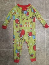 9-12 Mos Merry Grinchmas Christmas Footie PJ Pajamas Baby Green  Red