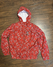 Disney Parks Minnie Mouse Hooded Windbreaker Jacket Red White Black youth XL