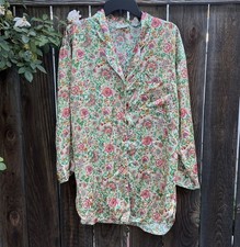Vtg Victoria Secret's Gold Label Button Front Satin Floral Pajama Top Sz M ZO 