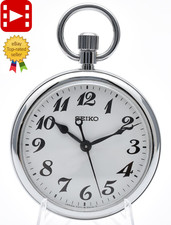   Vintage 1987  Near MINT SEIKO 7C11-0010 Railway Railroad Pocket Watch JAPAN