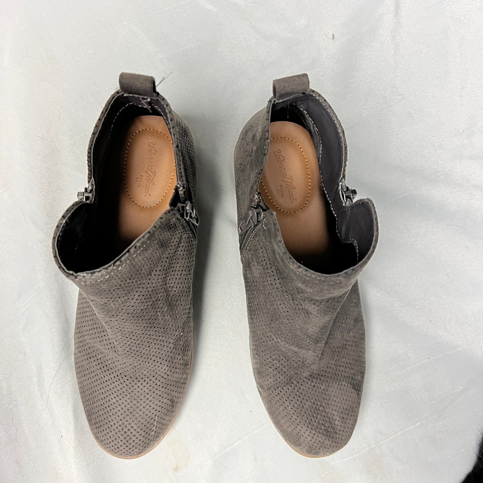 Universal Thread Gray Perforated Ankle Boots Side… - image 3