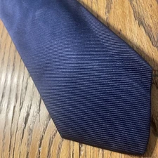 Vintage EUC Chester Tailor Brown’s Solid Navy Silk Tie Necktie Made In Italy