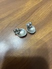 Vintage Silver Tone Pierced Earrings Sea Shell Style Round Pin Head Hinged Posts — photo 2