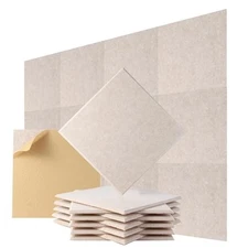 Acoustic Wall Panels - Noise Cancelling Tiles for Home Square 12 Pack Beige