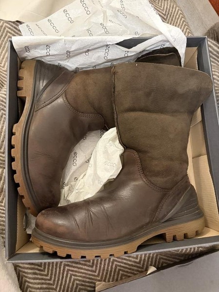 Women Ecco Boots Brown Leather 36 #8KF3