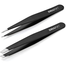 Precision Slant and Pointed Tip Tweezers Set for Facial Eyebrow Hair Splinter