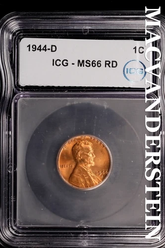 1944-D Lincoln Wheat Cent- ICG-MS66 RD Gem Brilliant Uncirculated #SLM232