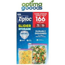 Ziploc Slider Storage Bags Variety Pack – 96 Quart & 70 Gallon Bags (166 Total)