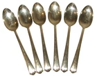 Antique 6 LUNT RLB 1920s Art Deco Fluted Stepped Tips Sterling 5 3/4" Teaspoons